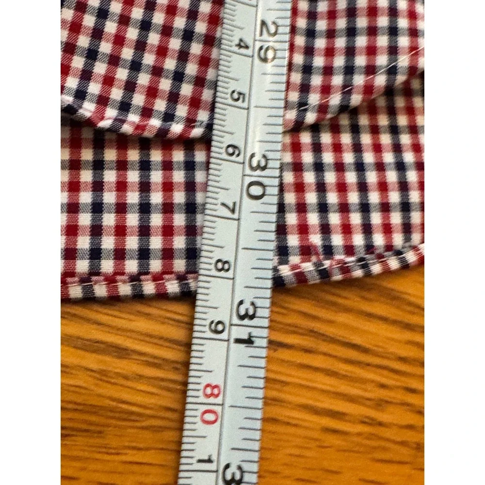 J.Crew Mens Slim Fit Flex Wrinkle Free Gingham Button Down Shirt Red Blue Large
